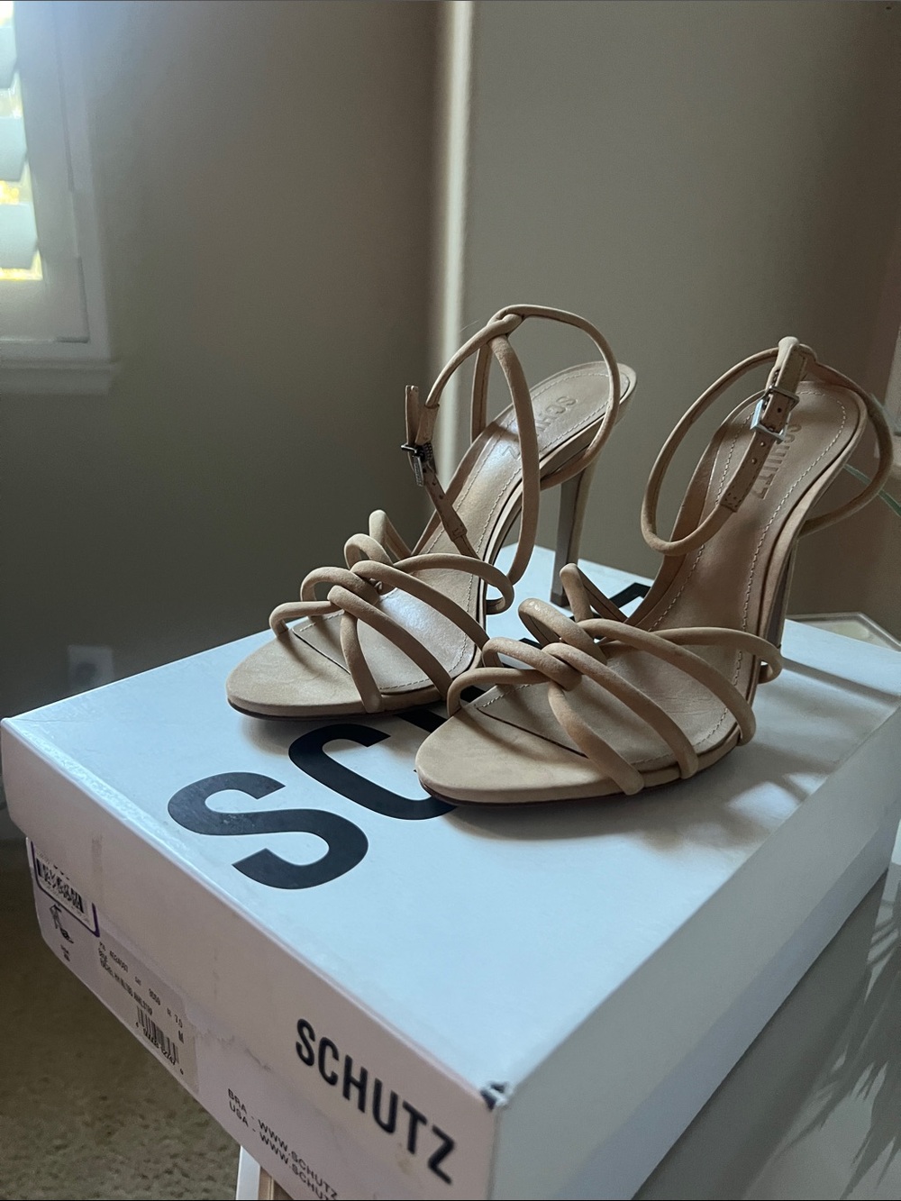 NWT: SCHUTZ Rachel Ankle‑Buckle High Heel Sandal in Nude -Size 7 - Picture 10 of 12